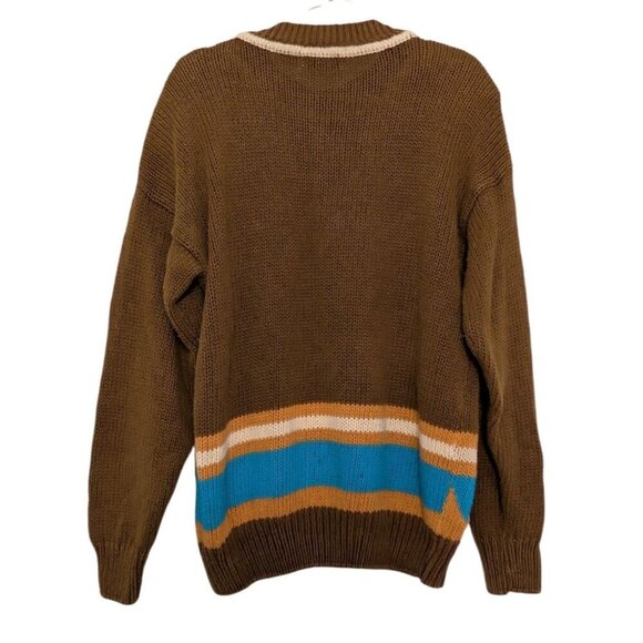 Carriage Court Southwestern Sweater Womens Size Large Brown Aztec Western Knit - Picture 6 of 9